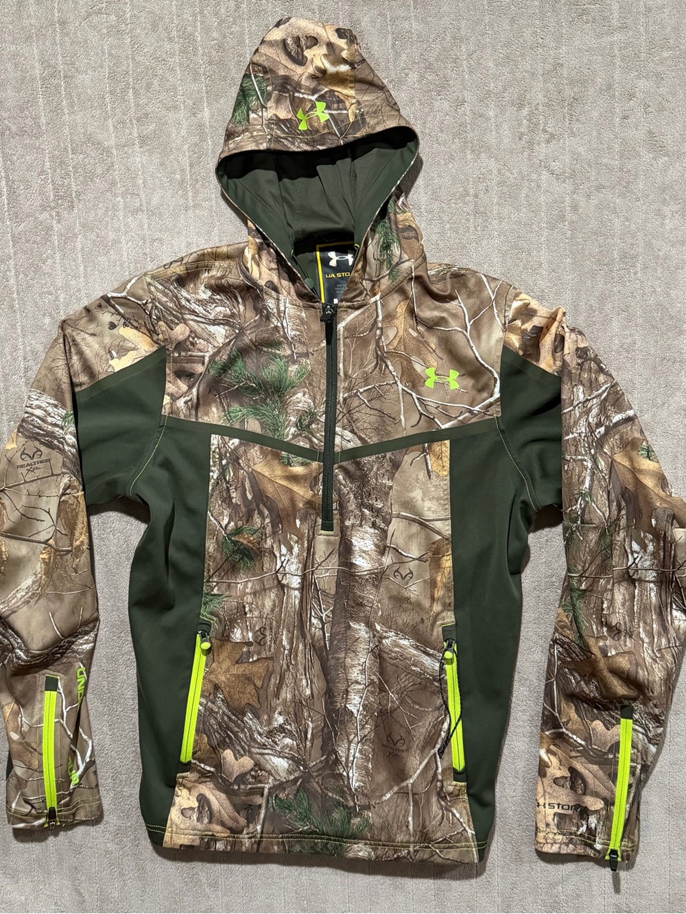 Under Armour Hoodie Men’s Med Camo Realtree Xtra UA Storm 1/4 Zip Hunting